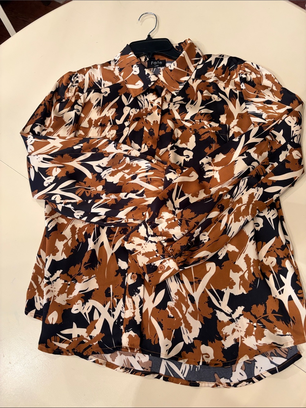 Fate Brown, Black & Cream Abstract-Print Button Down Shirt